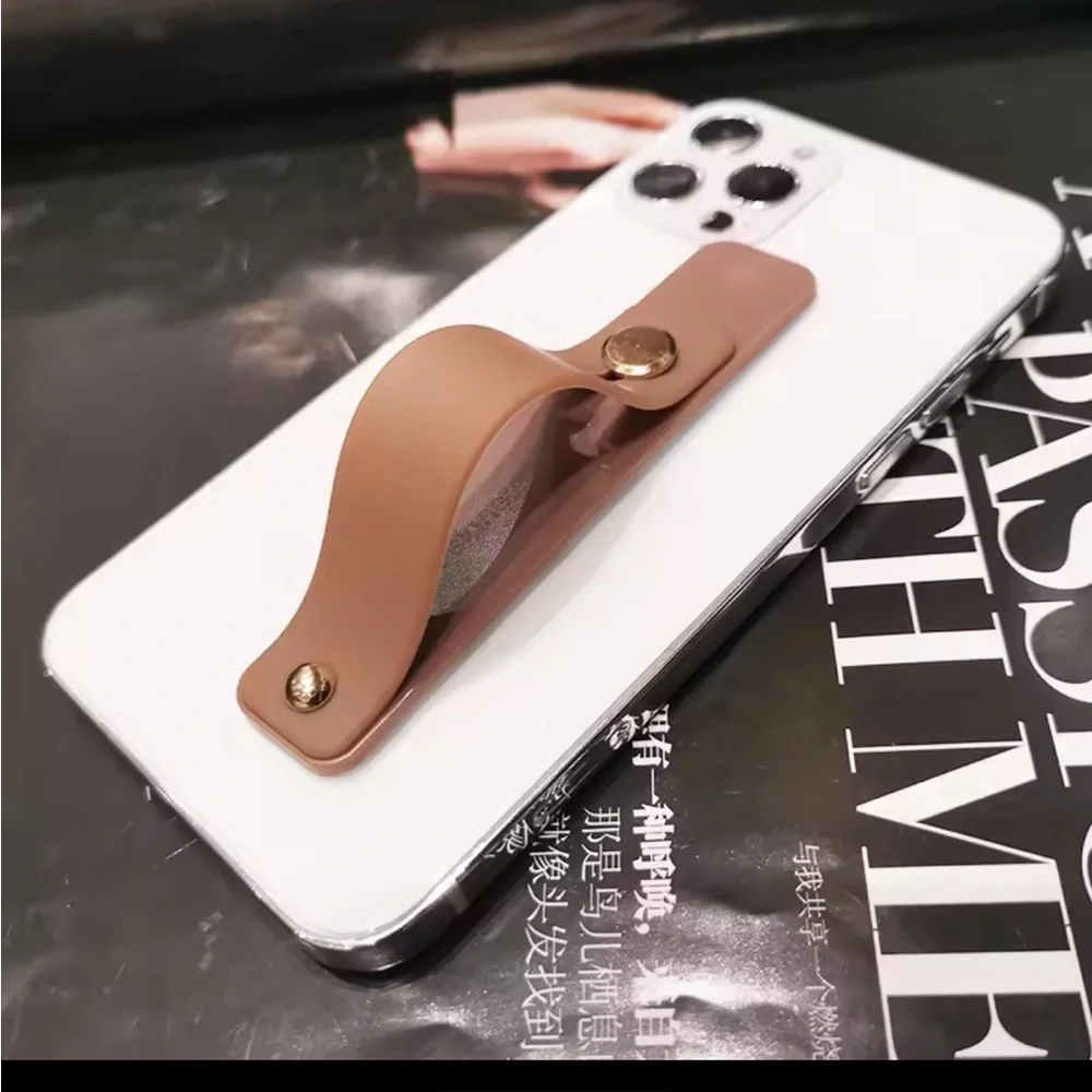 Phone Holder Silicone Strap Cellphone Grip for most Phones Beige
